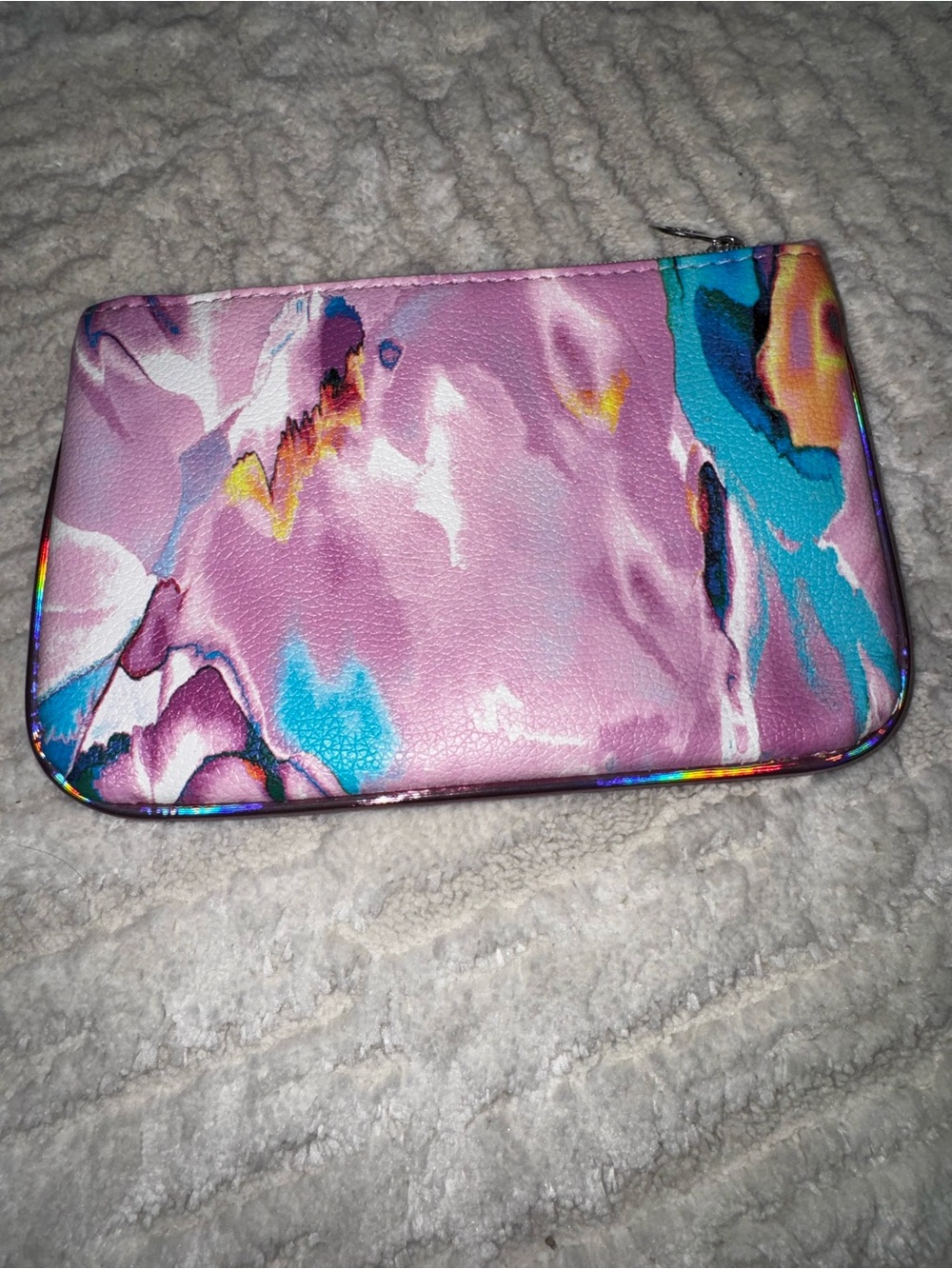 Pink zipper pouch makeup bag